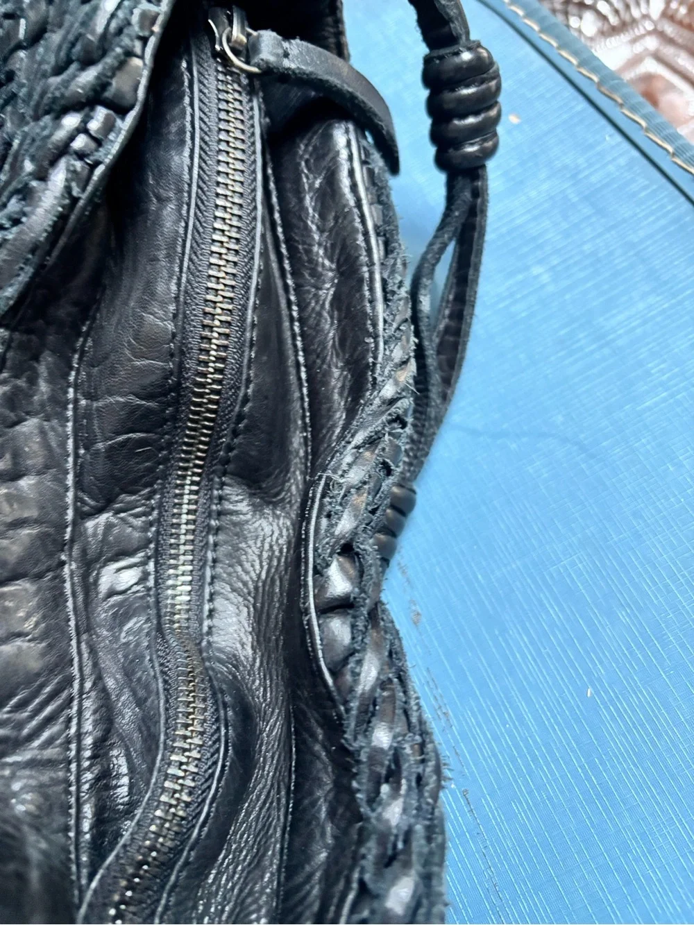 Woven Leather Hobo Bag with weaved handles